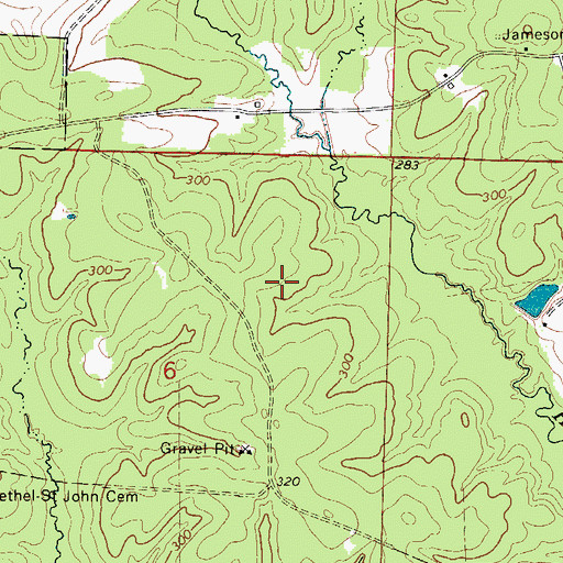 Topographic Map of Saint Johns Church (historical), AR