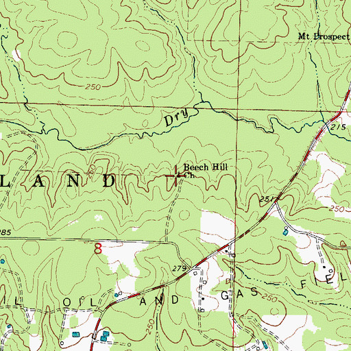 Topographic Map of Beech Hill School (historical), AR