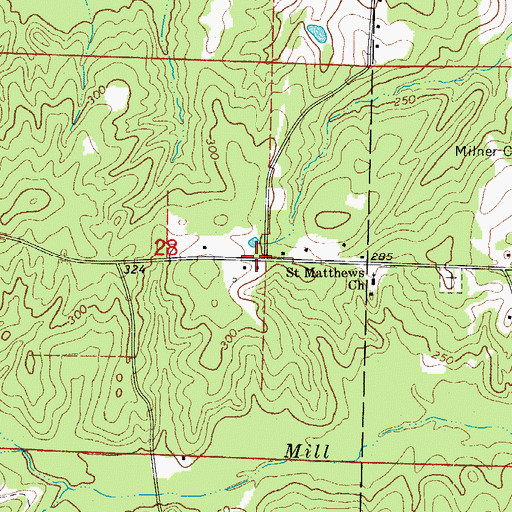 Topographic Map of Saint Matthews, AR