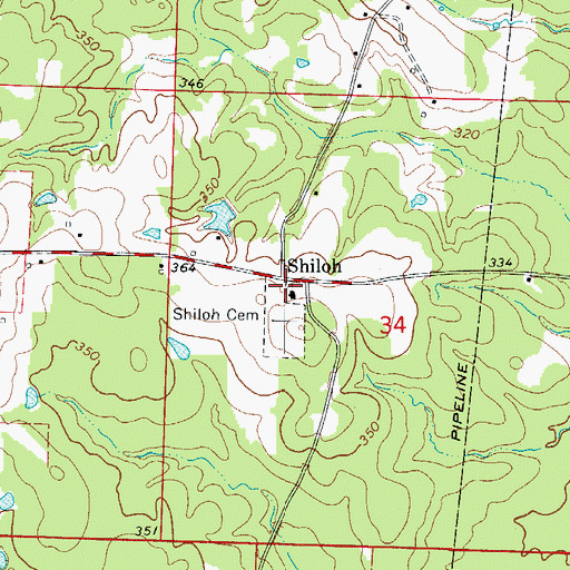 Topographic Map of Shiloh Church, AR