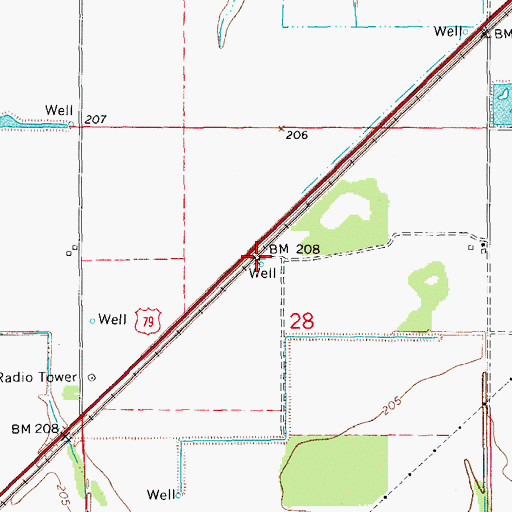 Topographic Map of Audrich Switch, AR