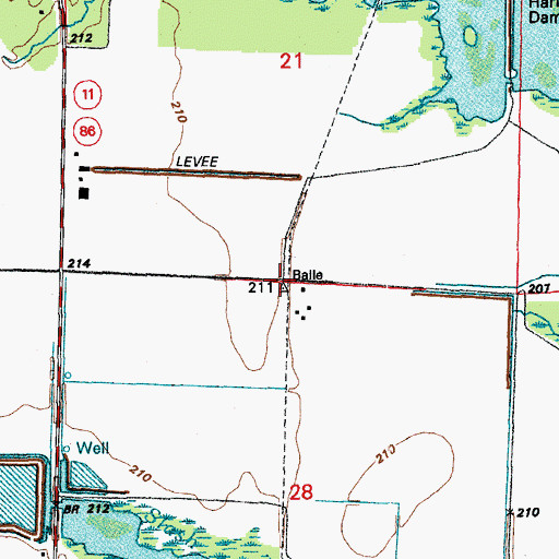 Topographic Map of Balle (historical), AR