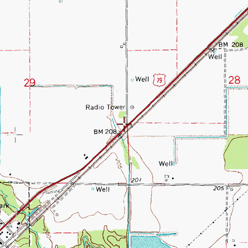 Topographic Map of Bardill (historical), AR