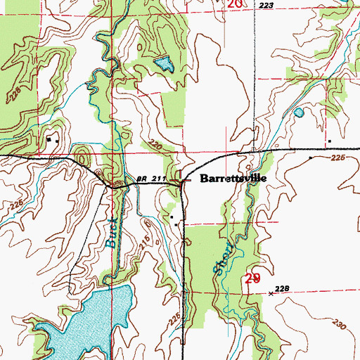 Topographic Map of Barrettsville, AR