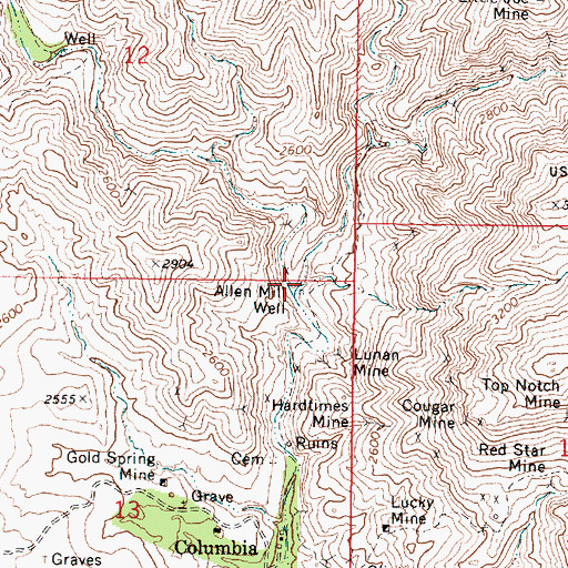 Topographic Map of Allen Mill Well, AZ