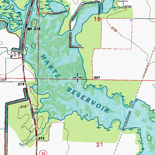 Topographic Map of Hartz Reservoir, AR