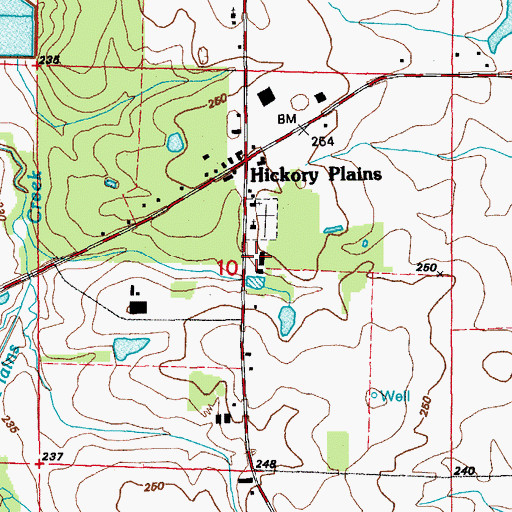 Topographic Map of Hickory Plains School (historical), AR