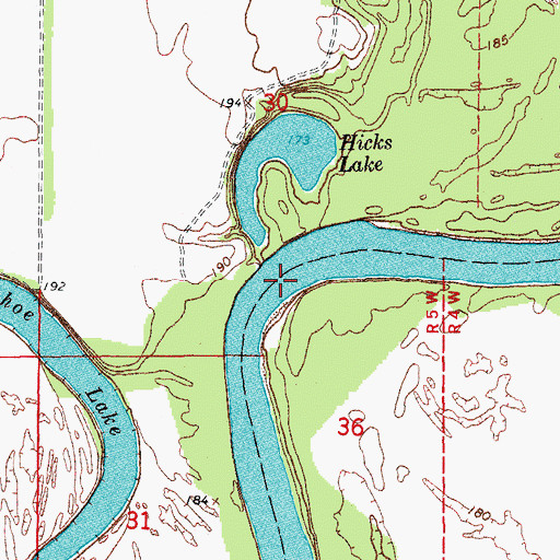 Topographic Map of Hicks Bend, AR