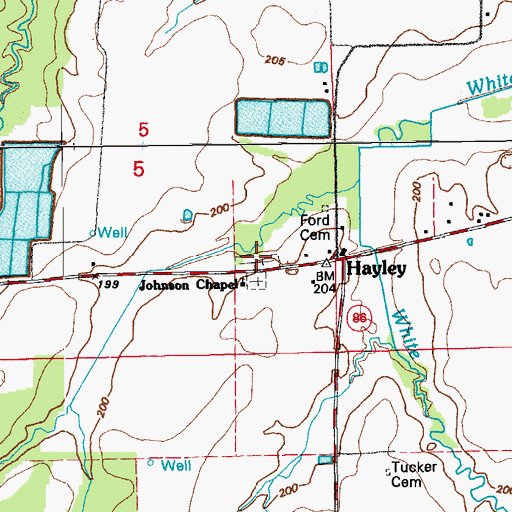 Topographic Map of Johnson Chapel Cemetery, AR
