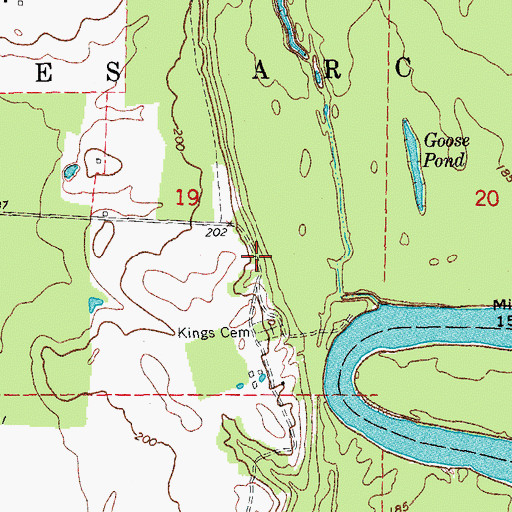 Topographic Map of Kings Bluff, AR
