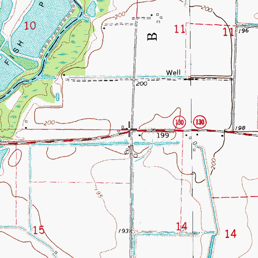 Topographic Map of Leighton (historical), AR