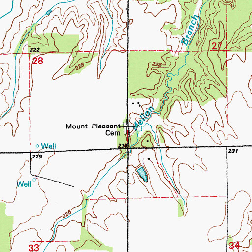 Topographic Map of Mount Pleasant Cemetery, AR