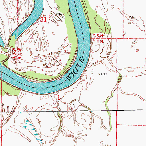Topographic Map of Pecan Bend, AR