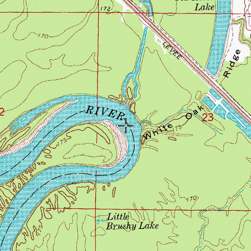 Topographic Map of Pumps Bend, AR
