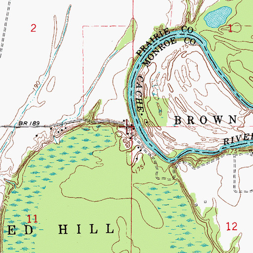 Topographic Map of Sandy Bank, AR