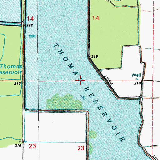Topographic Map of Thomas Reservoir Number 2, AR