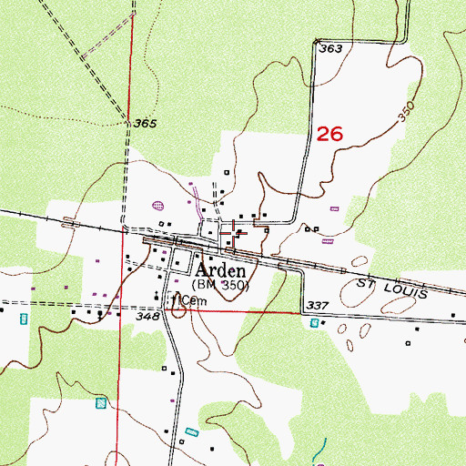 Topographic Map of Arden School (historical), AR