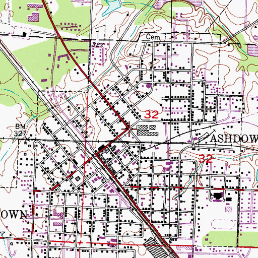 Topographic Map of Ashdown Library, AR