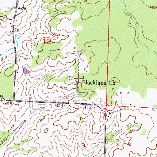 Topographic Map of Blackland School (historical), AR