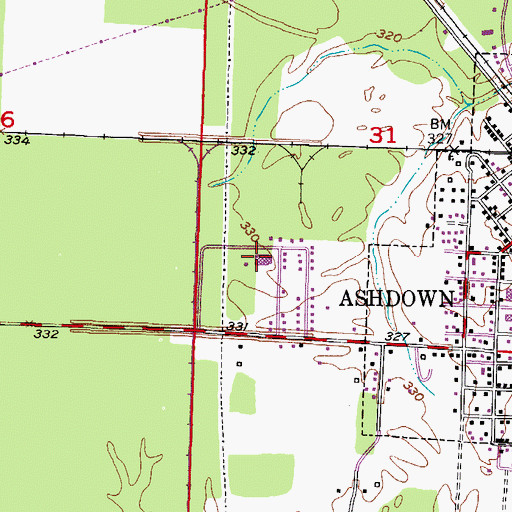 Topographic Map of C D Franks Intermediate School, AR