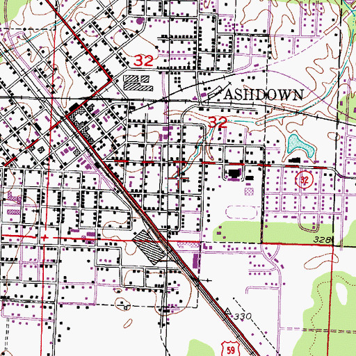 Topographic Map of First Assembly of God Church, AR