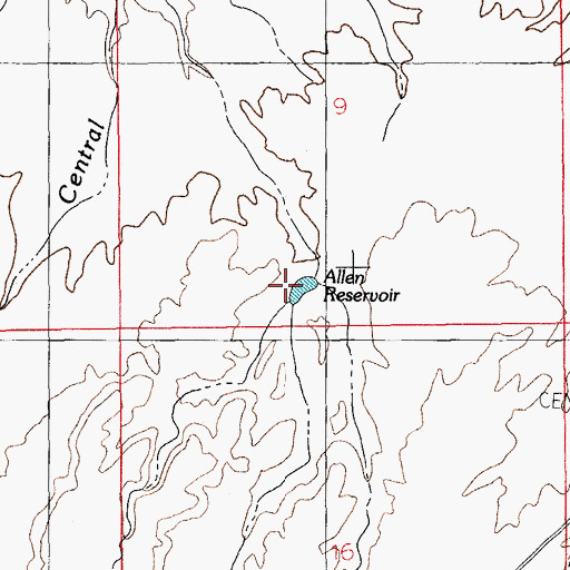 Topographic Map of Allen Reservoir, AZ