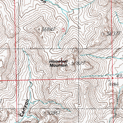 Topographic Map of Horsefoot Mountain, AZ