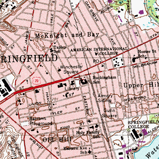 Topographic Map of Winchester Square, MA
