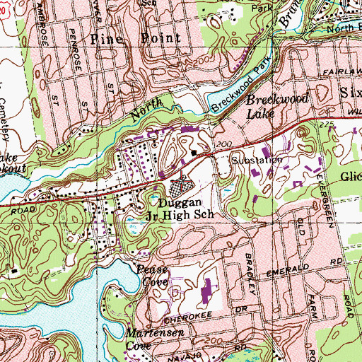 Topographic Map of John J Duggan Middle School, MA