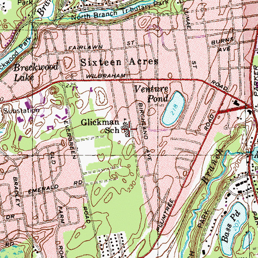 Topographic Map of Alfred M Glickman Elementary School, MA