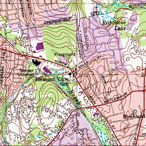 Topographic Map of Plesant View School, MA