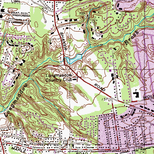 Topographic Map of Longmeadow Country Club, MA