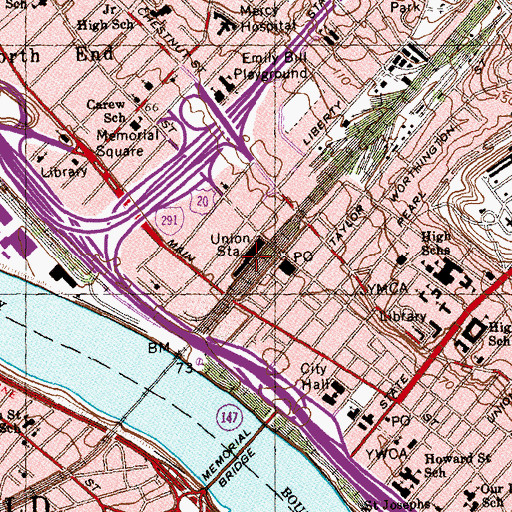 Topographic Map of Union Station, MA