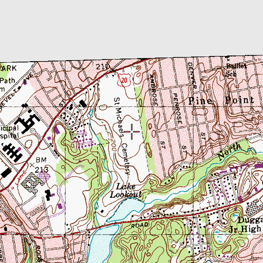 Topographic Map of Saint Michaels Cemetery, MA