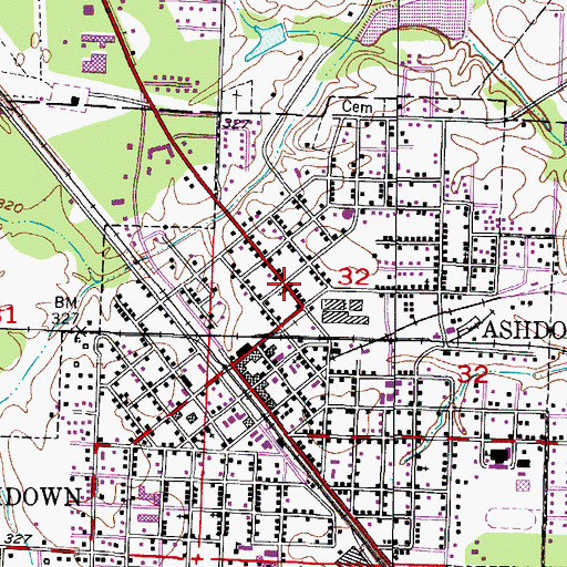Topographic Map of First Presbyterian Church, AR