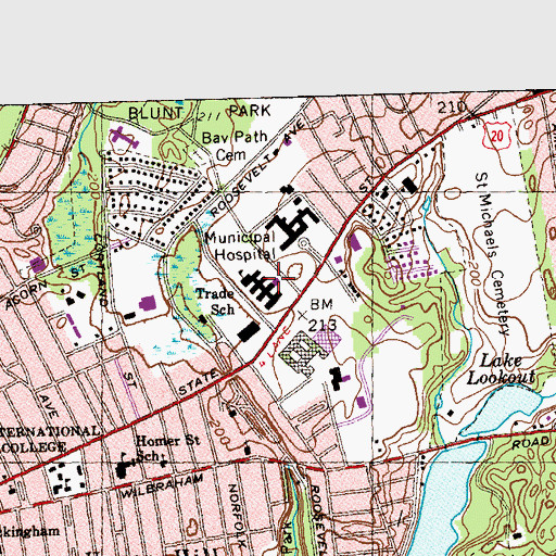 Topographic Map of Trade School, MA