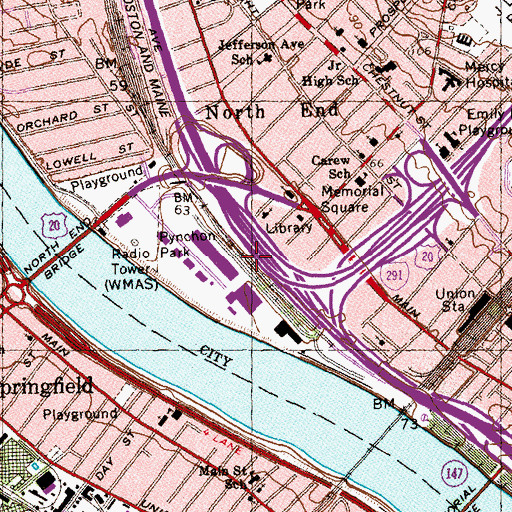 Topographic Map of Pynchon Park, MA
