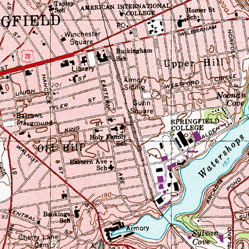 Topographic Map of Holy Family School, MA