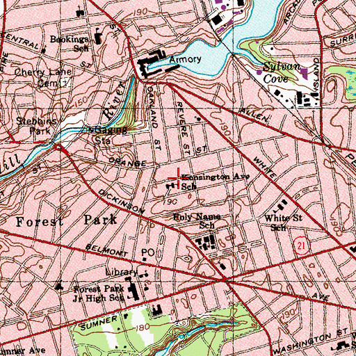 Topographic Map of Kensing, MA