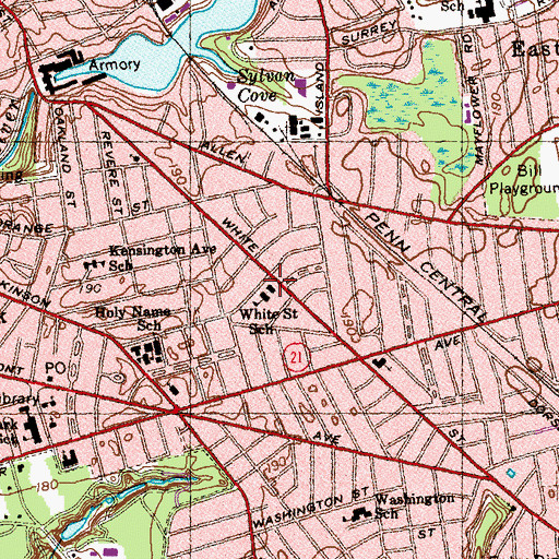 Topographic Map of White Street School, MA