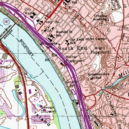 Topographic Map of Walker Playground, MA
