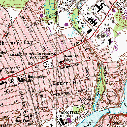 Topographic Map of Homer Street School, MA