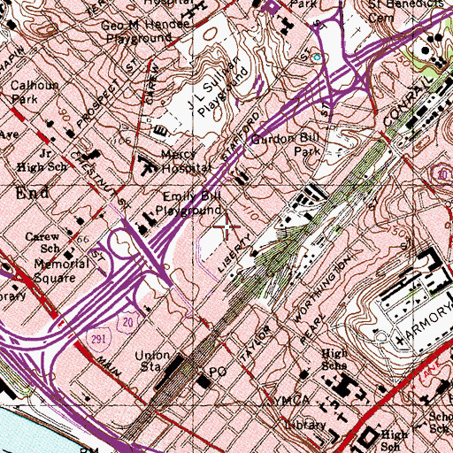Topographic Map of Emily Bill Playground, MA