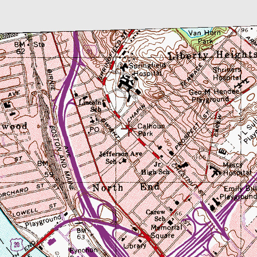 Topographic Map of Calhoun Park, MA