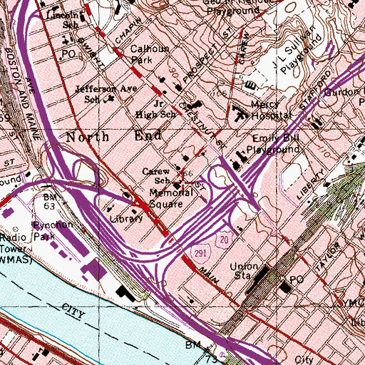 Topographic Map of Carew School, MA