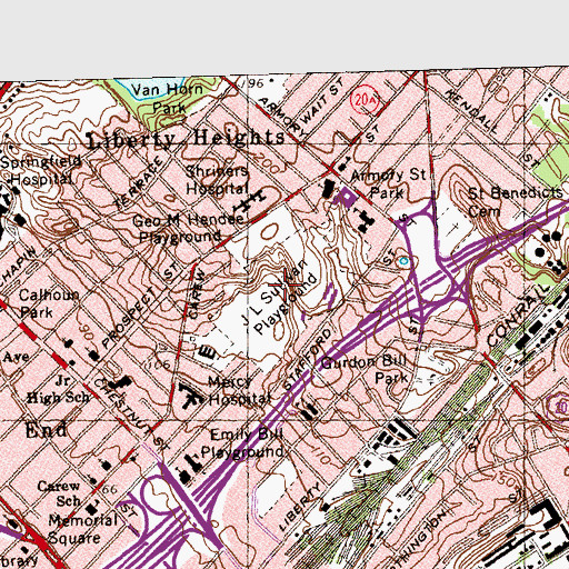 Topographic Map of J L Sullivan Playground, MA