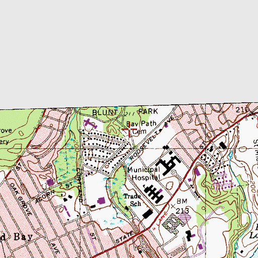 Topographic Map of Bay Path Cemetery, MA