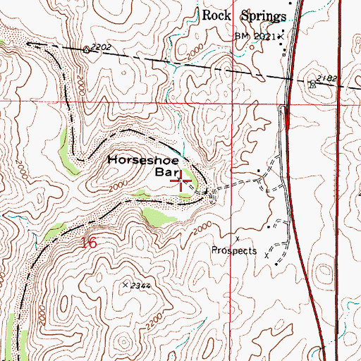 Topographic Map of Horseshoe Bar, AZ
