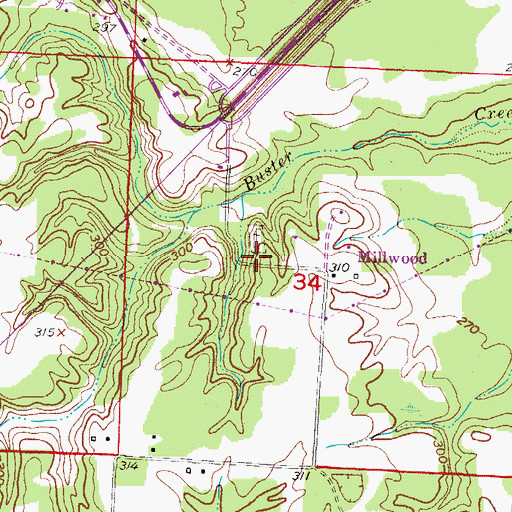 Topographic Map of Hopewell Baptist Church, AR