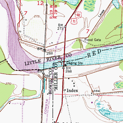 Topographic Map of Index Bridge, AR